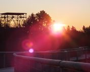 ©Baum&Zeit Baumkronenpfad Beelitz-Heilstätten Sonnenaufgang über Dachwald Ruine Alpenhaus und Pfad